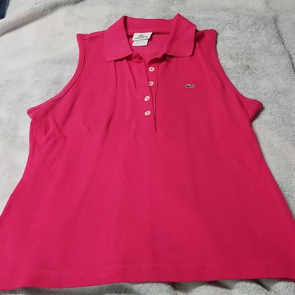 Lacoste size 42 pink sleeveles polo